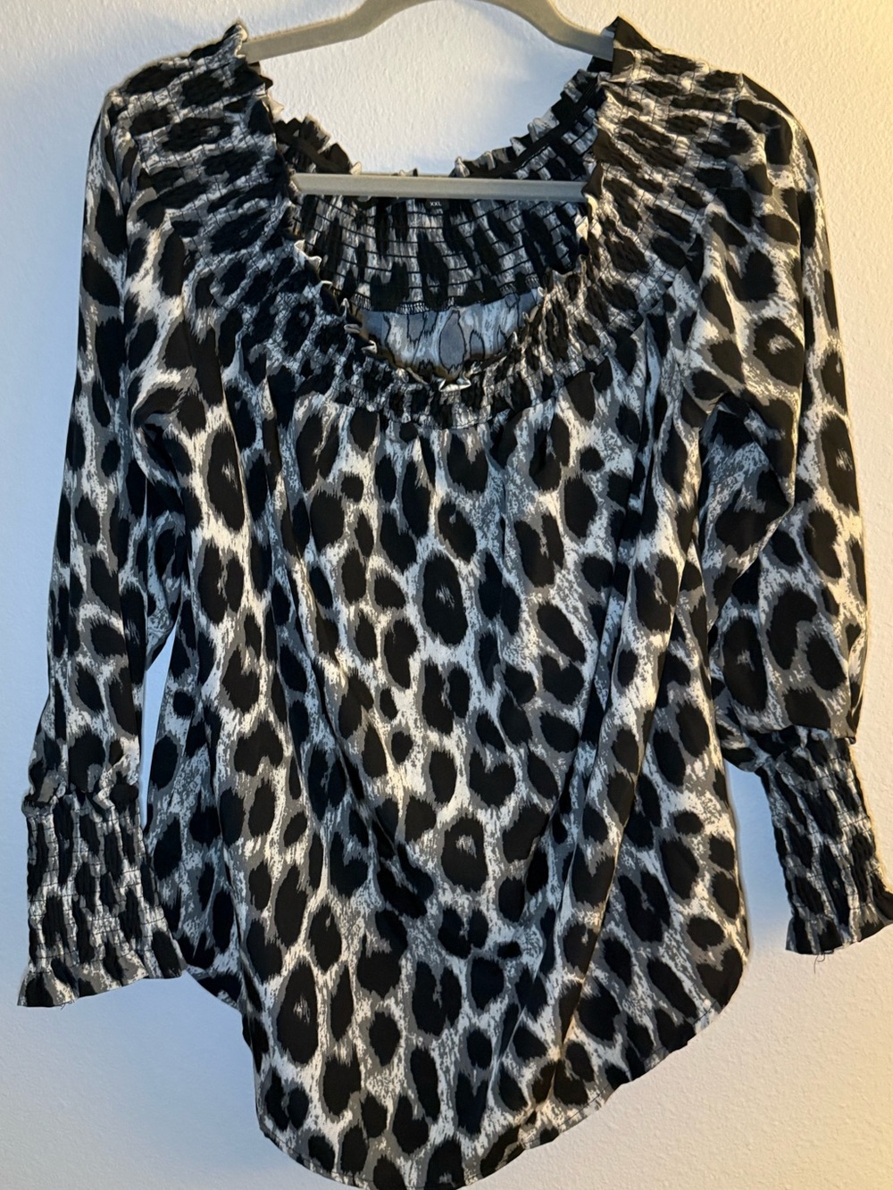 Zanzea Black and White Animal Print Peasant Blouse